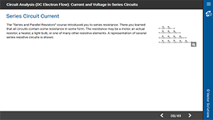 Circuit Analysis (DC Electron Flow): Current & Voltage in Series Circuits