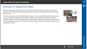 Driven Piles: Pile Type and Selection