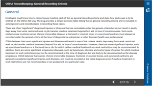 OSHA Recordkeeping: General Recording Criteria
