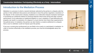 Construction Mediation: Participating Effectively as a Party - Intermediate