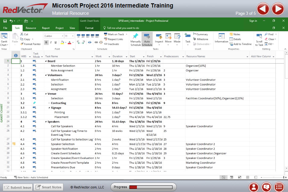 Microsoft Project 2016 Intermediate Training